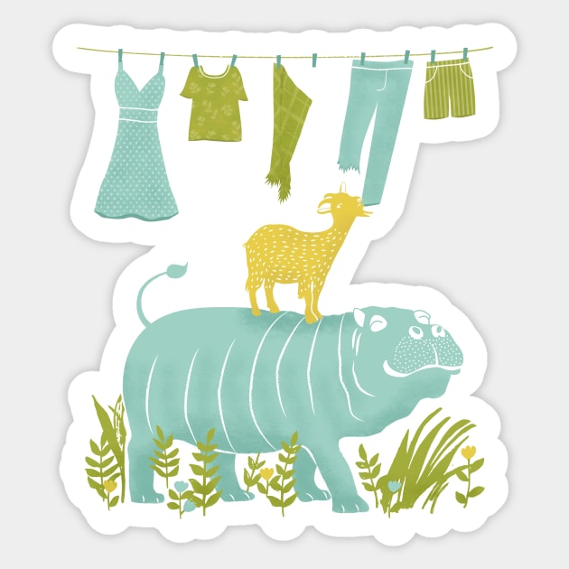 Humphrey the Hippo and the Cameroon Mountain Goat Sticker by missmewow